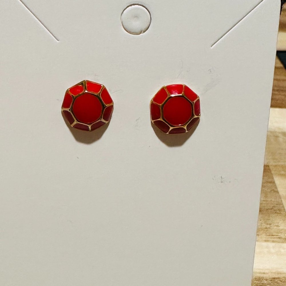 kate spade - JewelBar stud post earrings in gold and Radish(fuchsia/pink) - Picture 4 of 4